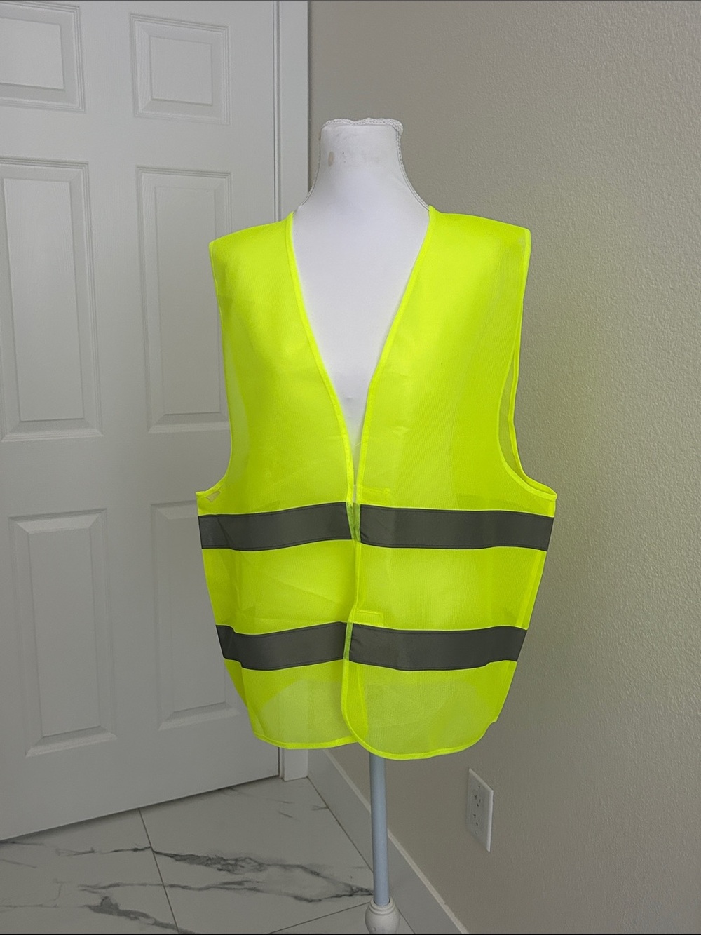 High-Visibility Safety Vest in Neon Yellow with Reflective Stripes